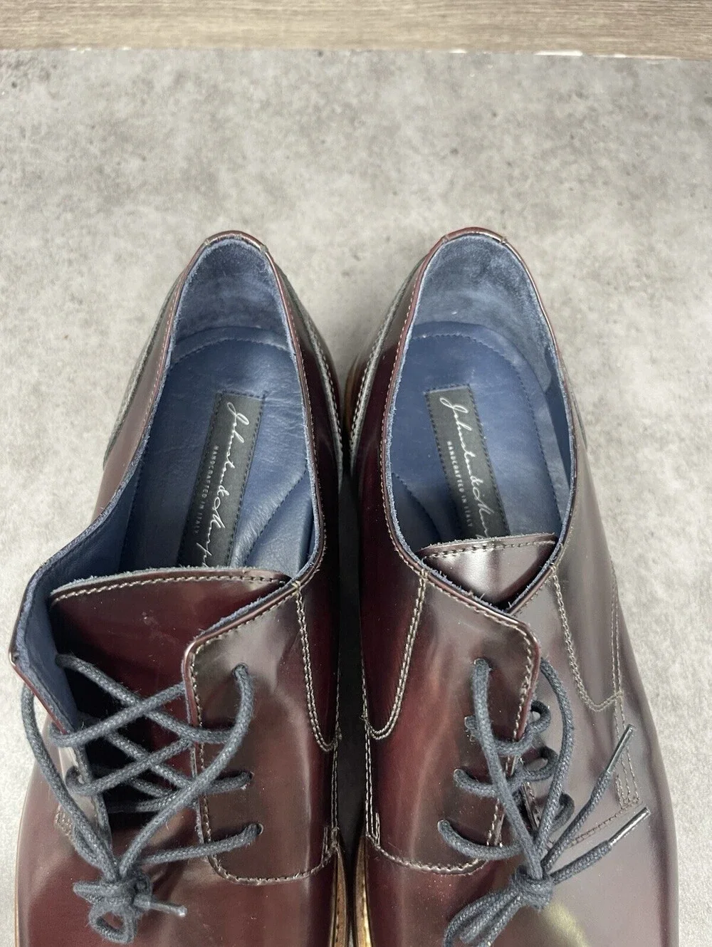 Johnston & Murphy Hannigan Cap Toe Bordeaux Size 10 Mens Italian Dress Shoes